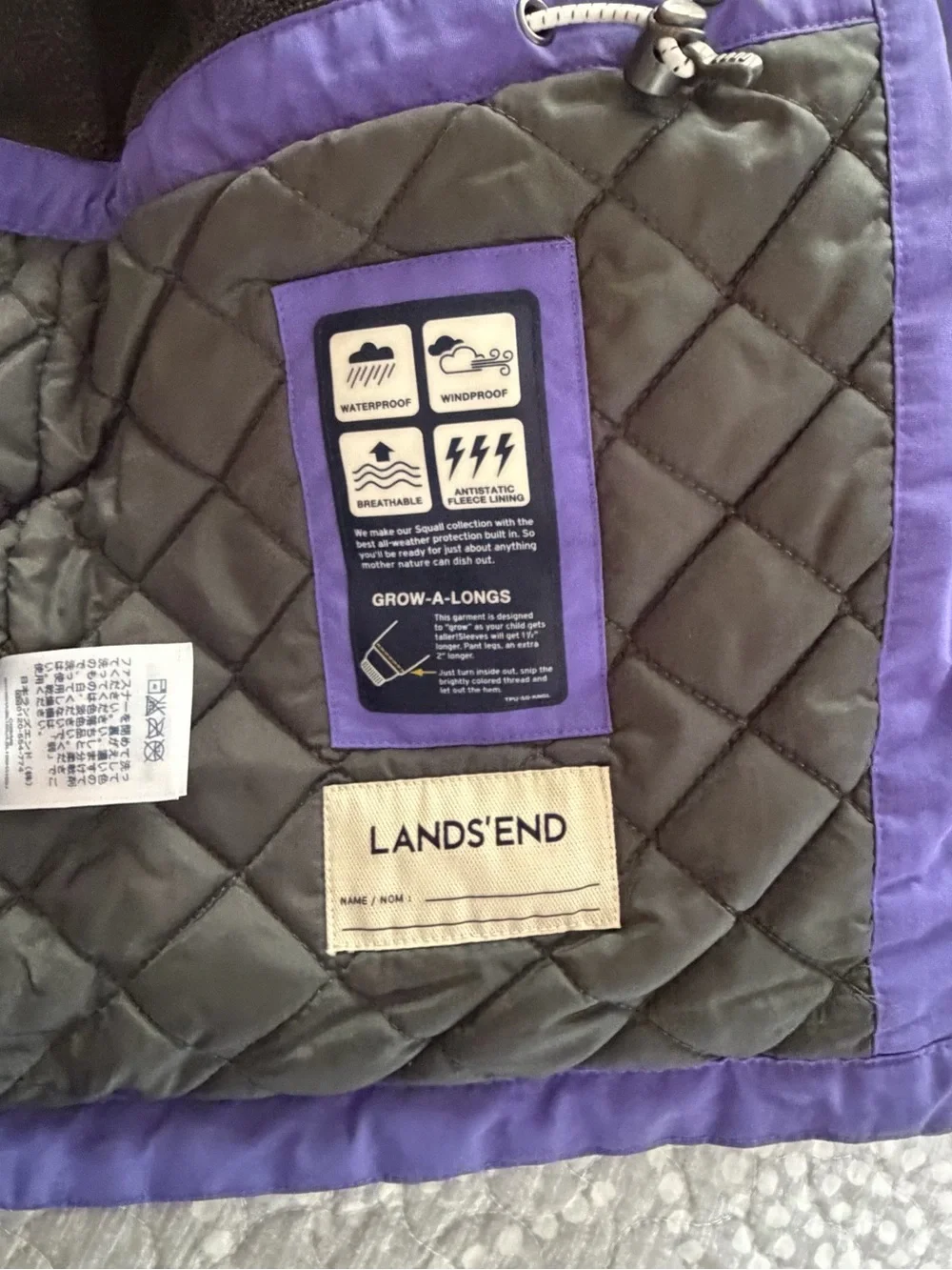 Lands' End Two-Tone Purple Hooded Kids Winter Jacket. Girls size medium (10-12)